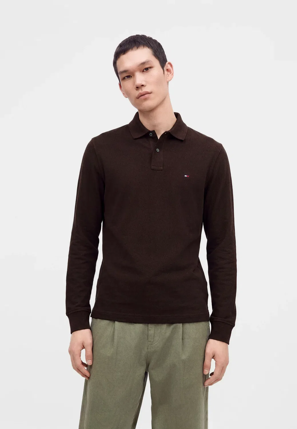 Поло с длинными рукавами, модель 1985 года Tommy Hilfiger, Chocolate — фото 3