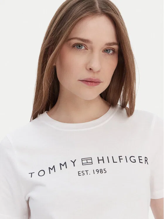 Футболка regular fit Logo Tommy Hilfiger, белый — фото 4