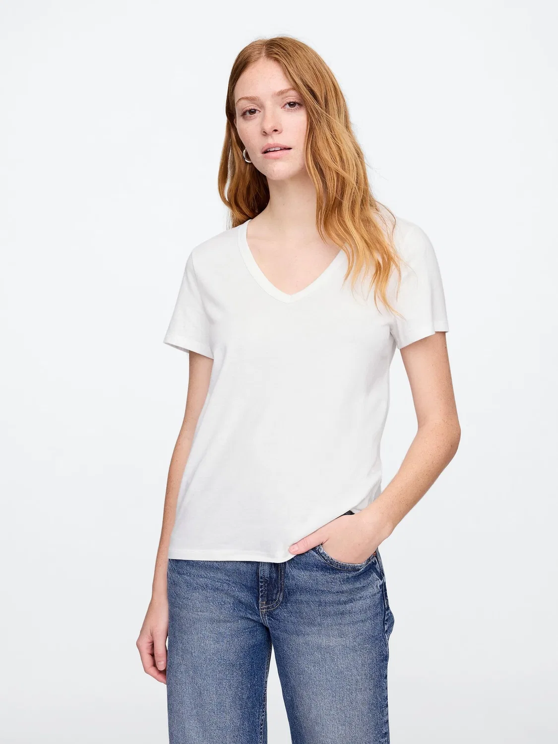 Футболка V-образным вырезом Favourite V-Neck Gap, белый