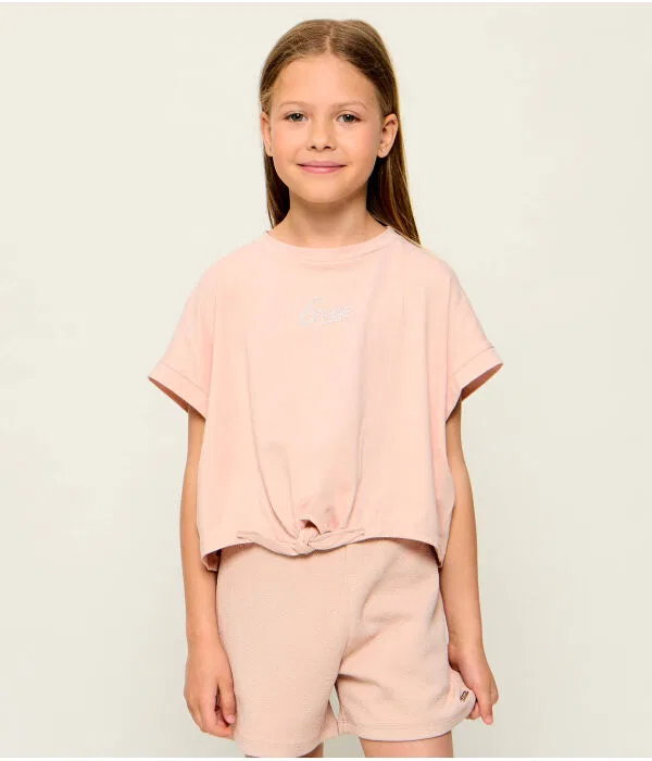 Детская футболка с принтом O-Neck T-Shirt Cropped Fit Guess, Rosa