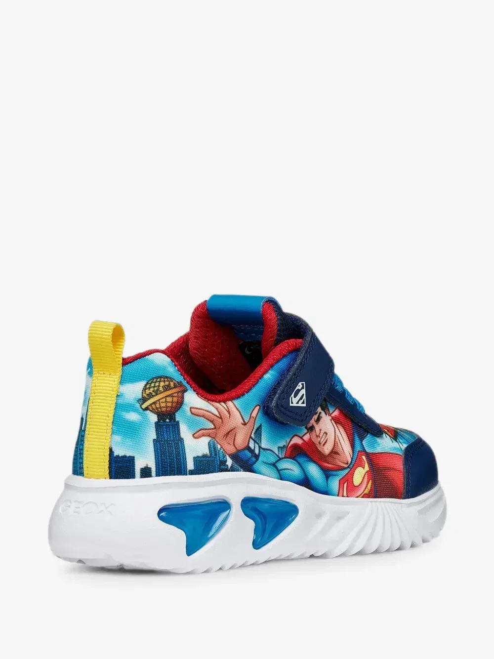 Кроссовки с подсветкой Geox Kids Assister с принтом Супермена, синий — фото 3