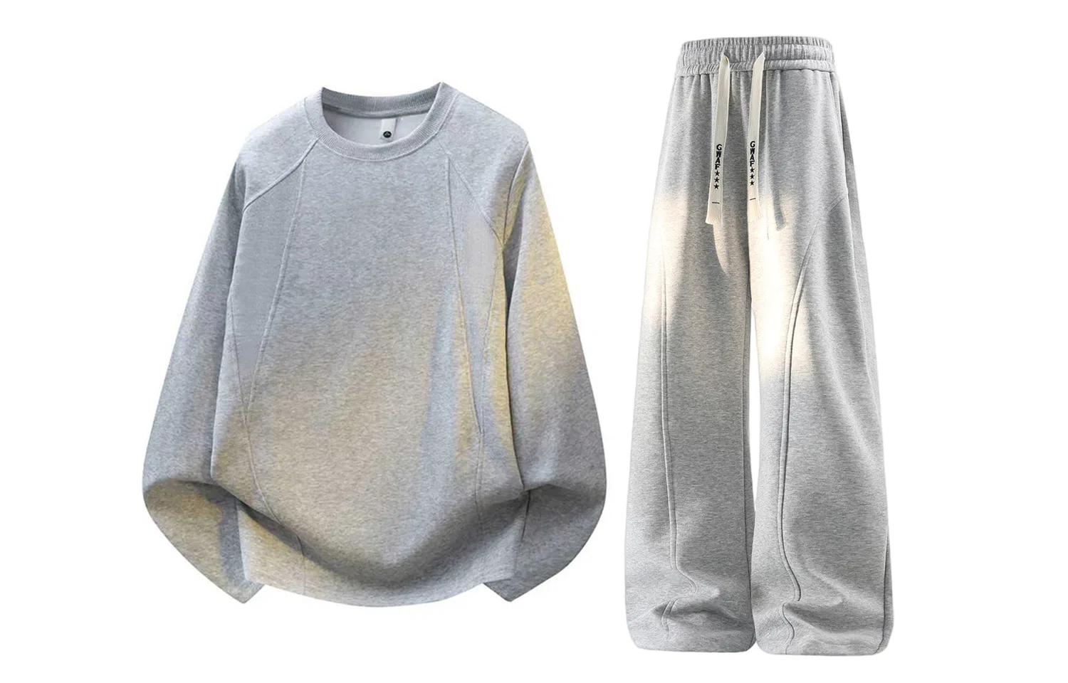 Детский комплект спортивного костюма с начесом Свитшот и брюки GWAF, Light Gray