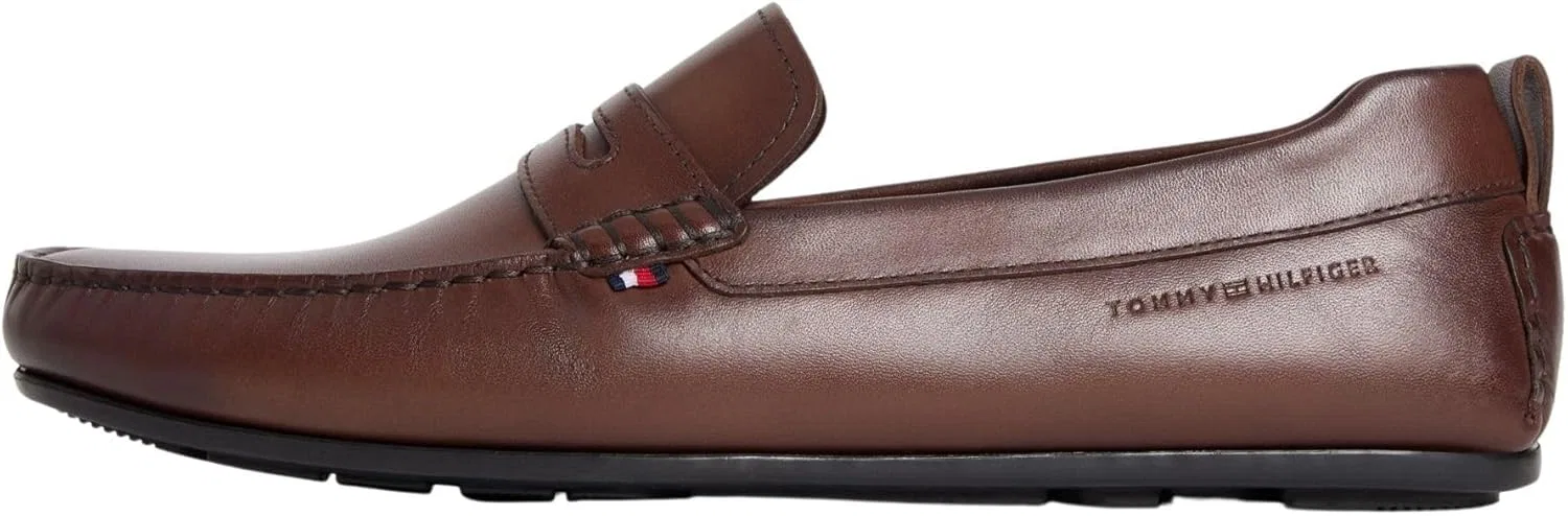 Мужские кожаные водительские туфли Tommy Hilfiger Core Hilfiger Fm0fm05790, Brown Dark Mocha