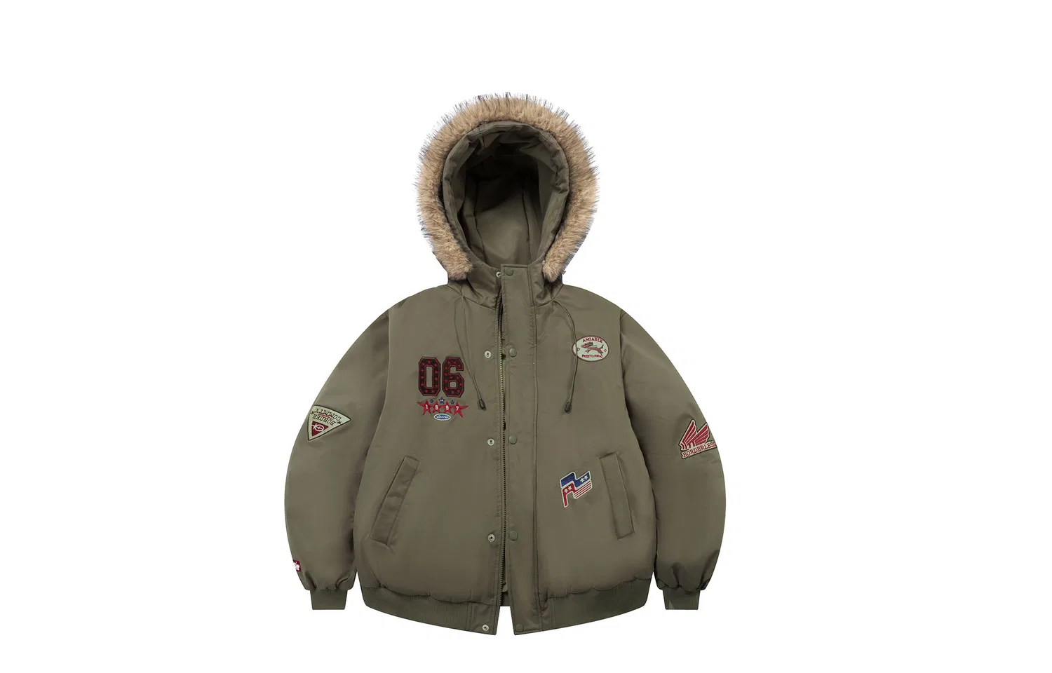 Детское утепленное пальто-парка с принтом F426, Army Green
