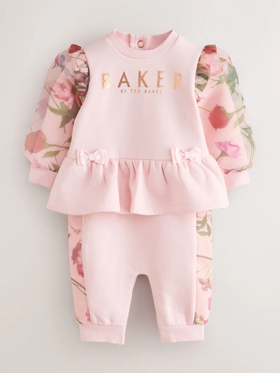 Ромпер с органзовыми рукавами Baker by Ted Baker, розовый