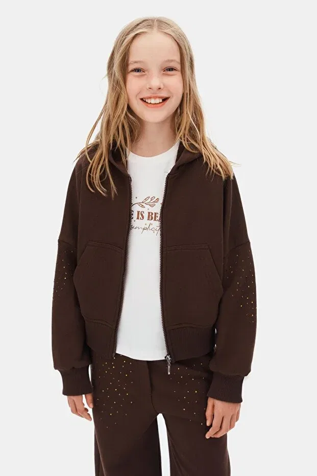 Детский спортивный костюм для девочек с принтом Nk Kids, Brown — фото 3