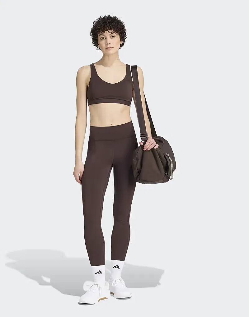 Леггинсы Adidas performance All me essentials полной длины в цвете Аврора Кофе — фото 2