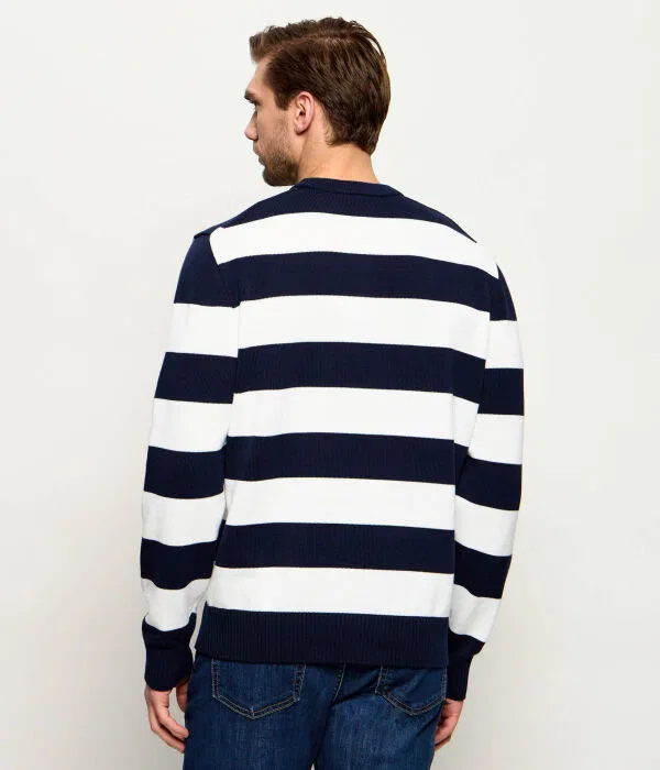 Мужской пуловер хлопковый Relaxed Fit Maglione Lacoste, Blu Marino — фото 3