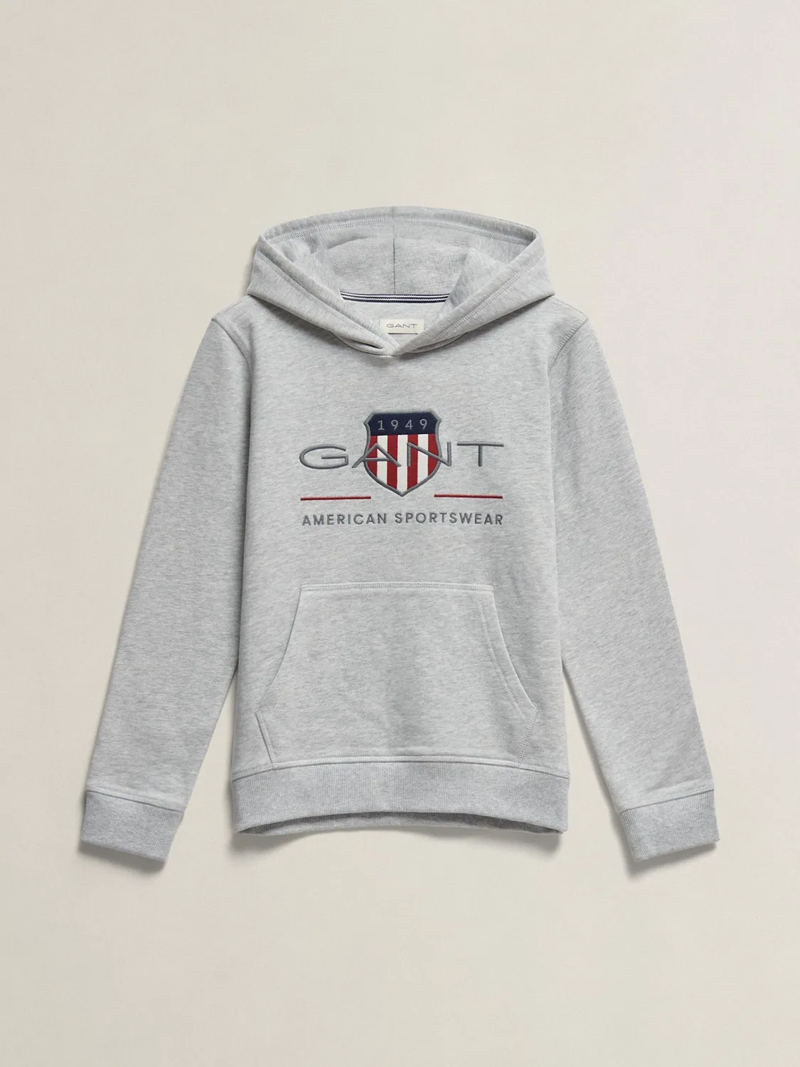 Худи с вышивкой Archive Shield, GANT, серый