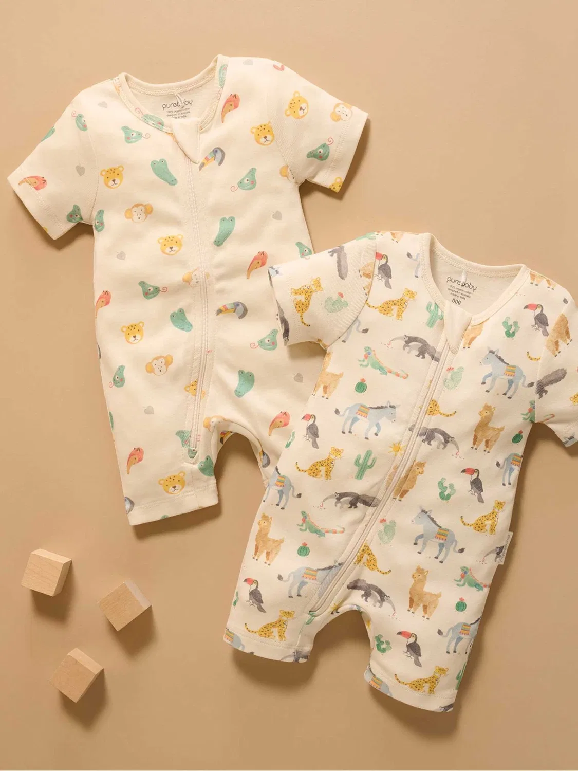 Комбинезон с коротким рукавом Purebaby, зеленый — фото 2