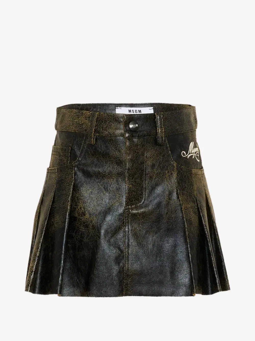 Плиссированная юбка с эффектом потертости Msgm Kids, черный