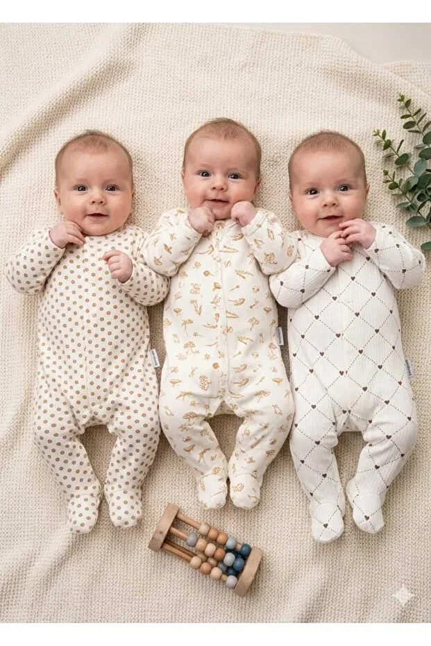Детский комплект комбинезонов для новорожденных с принтом Basics Defne Lina Baby, Ecru