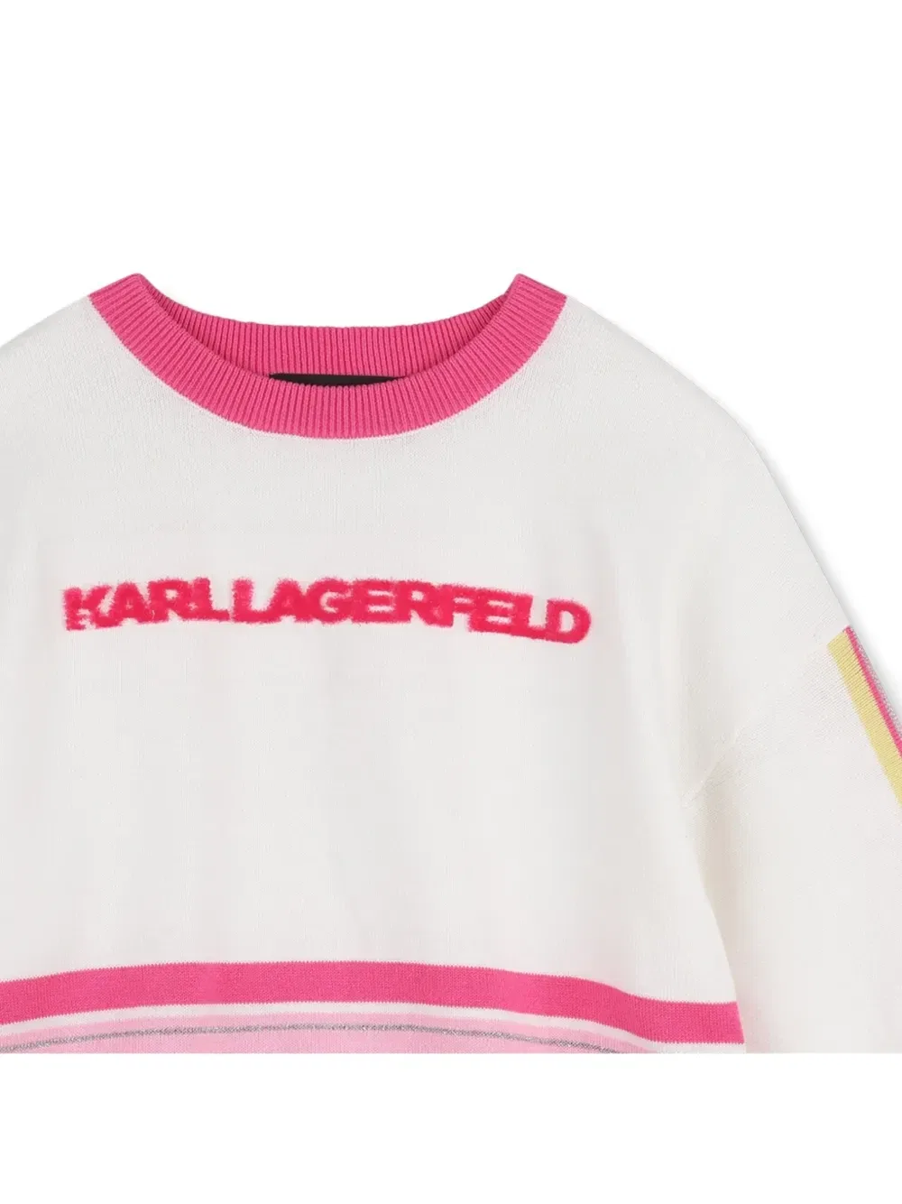 Джемпер в полоску с логотипом Karl Lagerfeld Kids, белый — фото 3