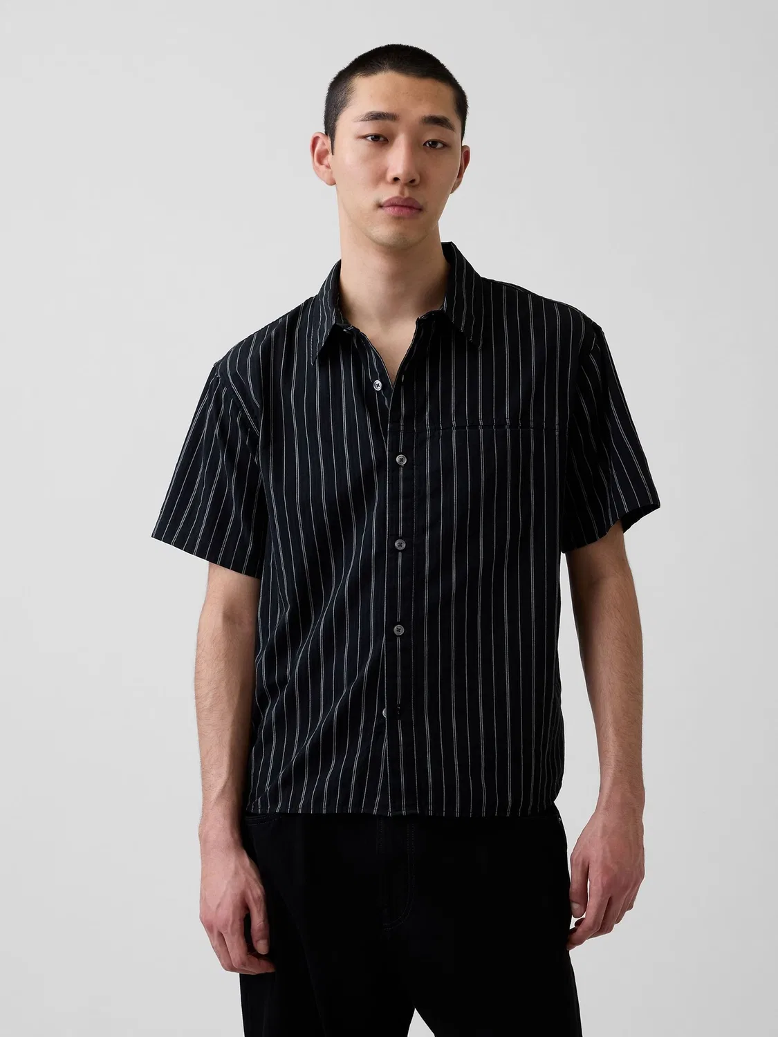Рубашка Gap Black Seersucker Holiday, черный