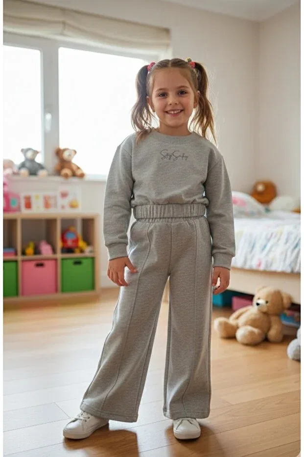 Детский спортивный комплект для девочек хлопковый Basics Edelweiss, Gray