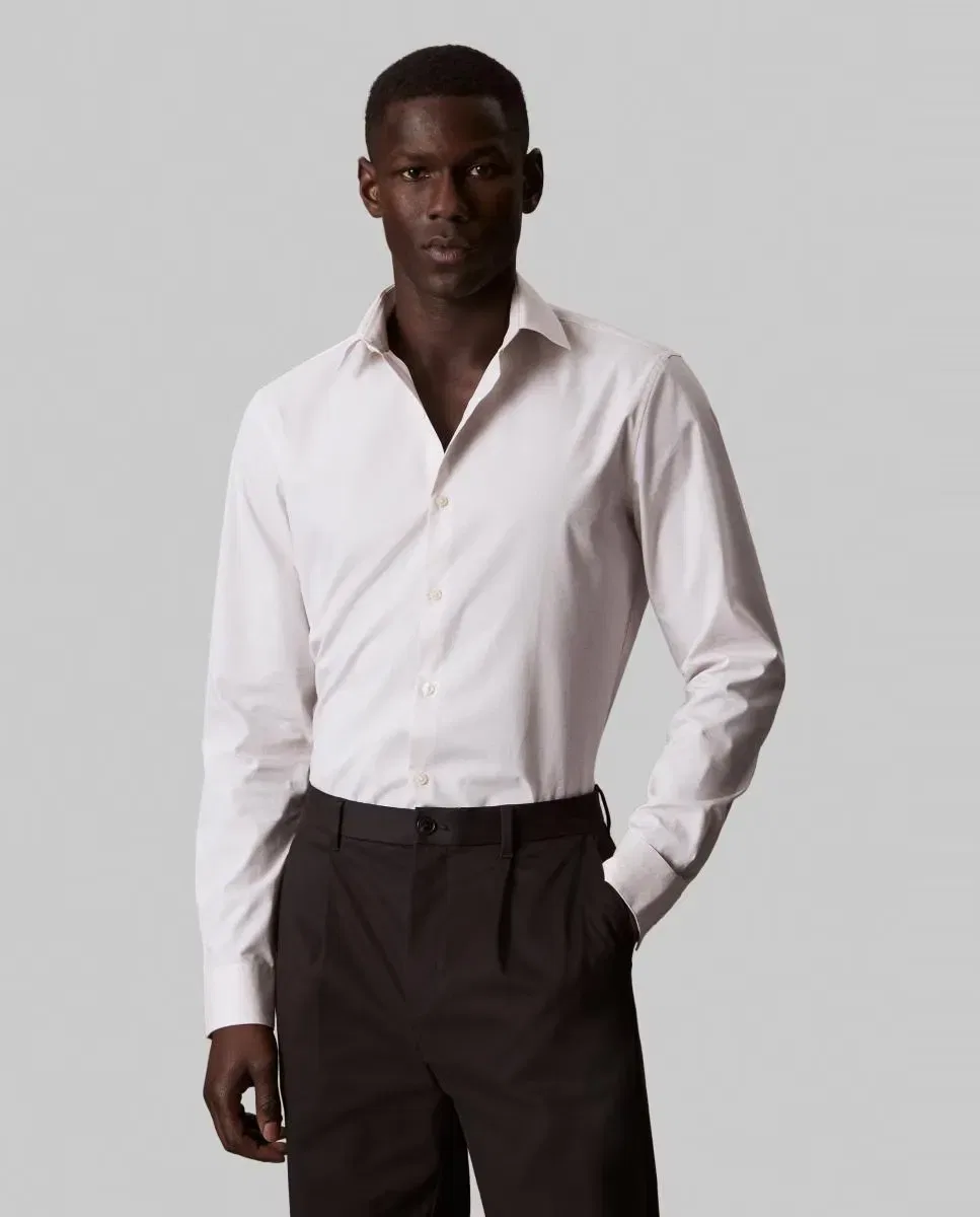 Мужская рубашка из поплина с принтом Calvin Klein, Beige