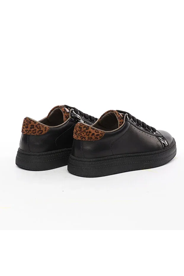 Детские туфли для девочек с принтом Leopard Greyder, Black — фото 4