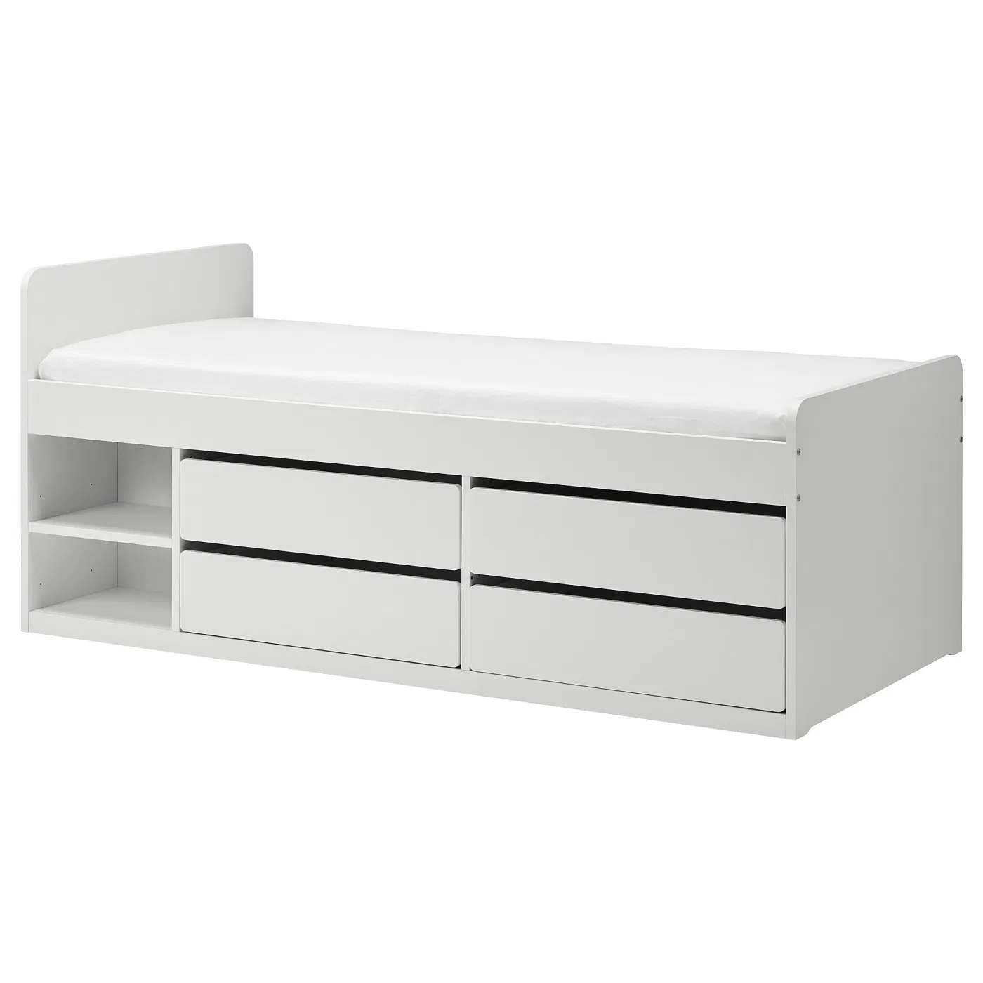 Кровать с ящиками для хранения IKEA SLАKT, 90x200 см, белый