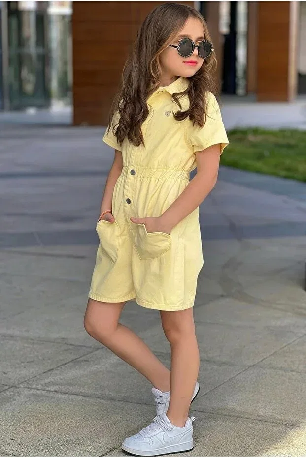 Детский комбинезон для девочек с коротким рукавом Put-On-Out Calisa, Yellow — фото 2