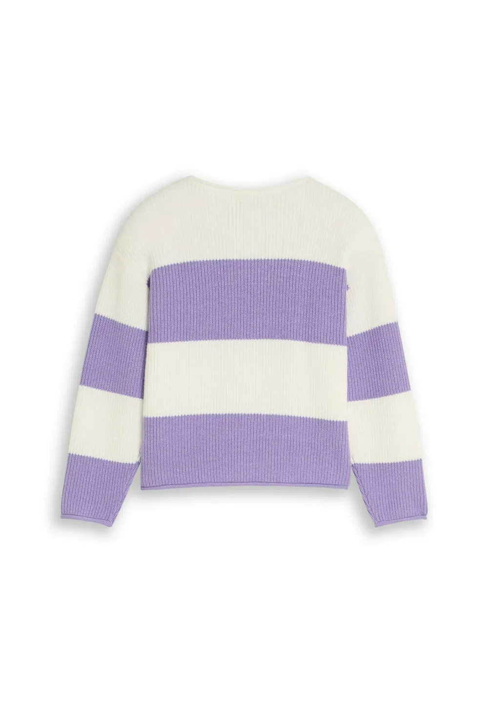 Укороченный пуловер и стрикджекен стрикпуловер с джемпером Tom Tailor, Purple White Block Stripe — фото 2