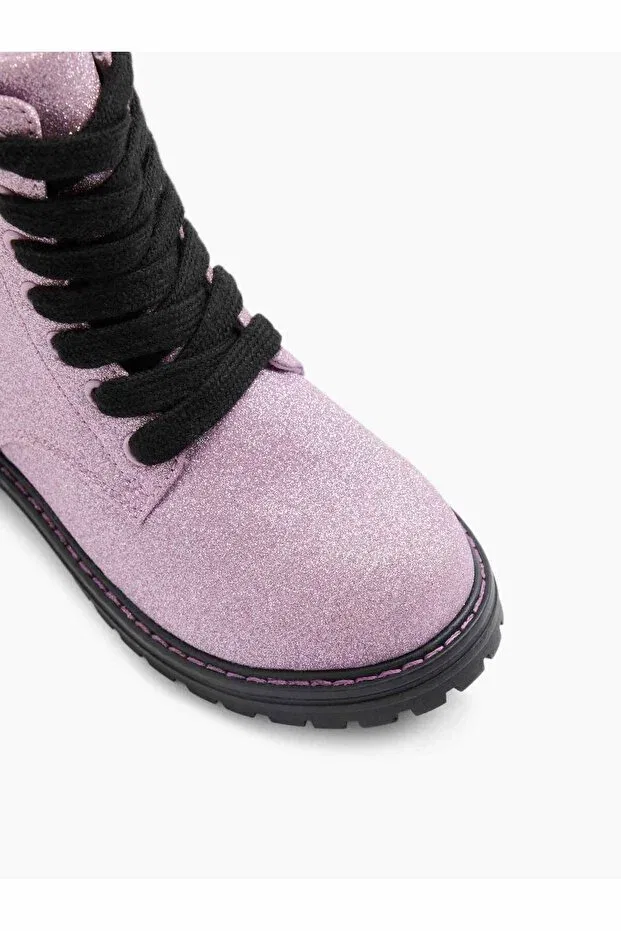 Детские ботинки для девочек на шнуровке с принтом Cold Weather Resistant Disney Frozen, Lilac — фото 2