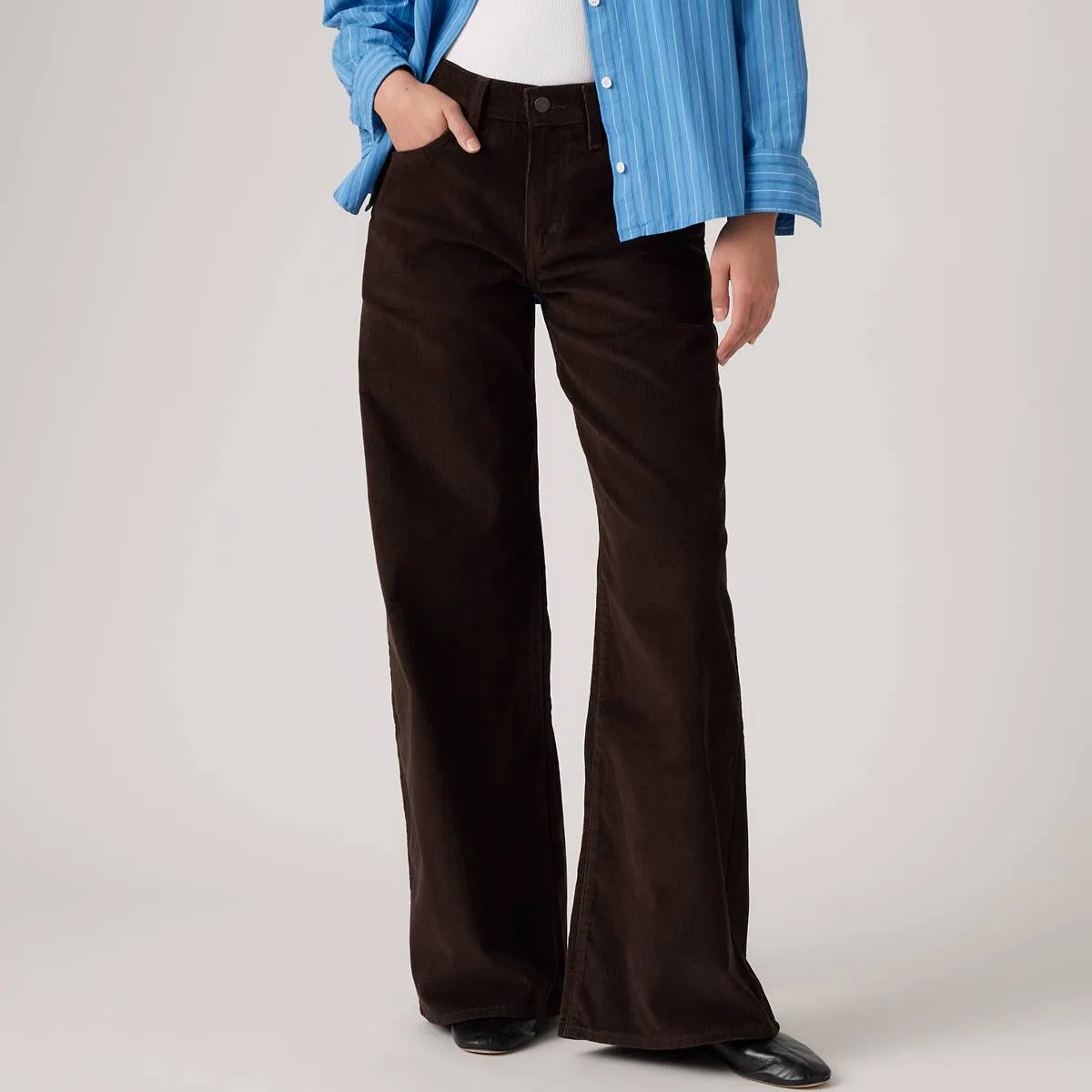 Женские джинсы средней длины с широкими штанинами Levi's, Java - Brown — фото 2