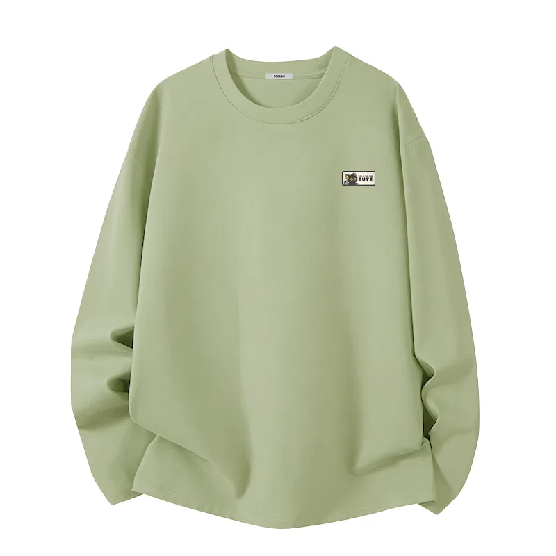 Детская футболка с принтом Cute Cat on Chest Logo MINISO, Palm Green