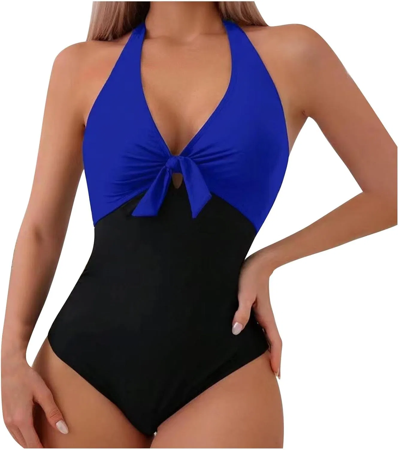 Женский цельнокроеный купальник с открытой спиной Knot Front Generic, Blue