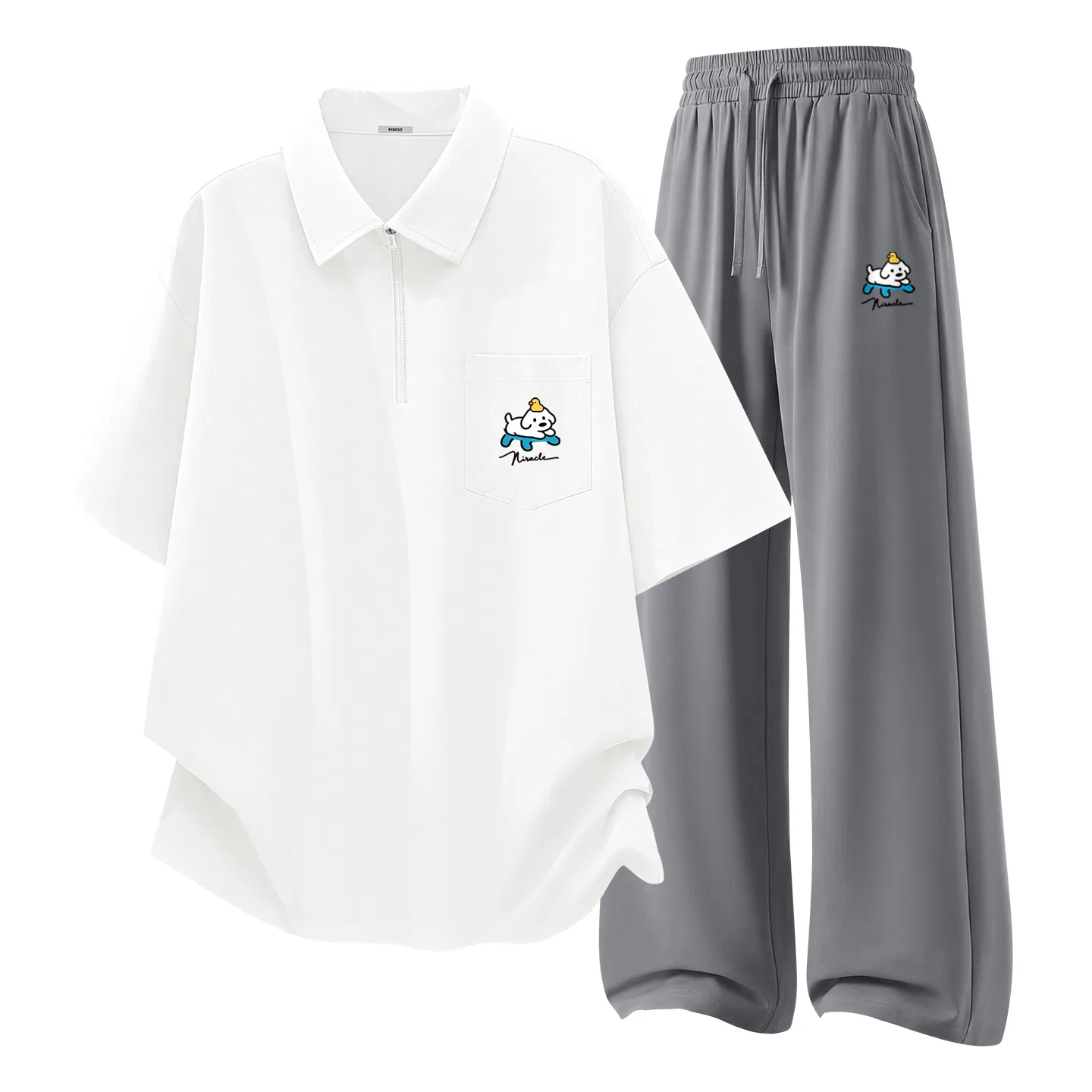 Детский комплект спортивной одежды с принтом MINISO, Army Green And Olive Green — фото 3