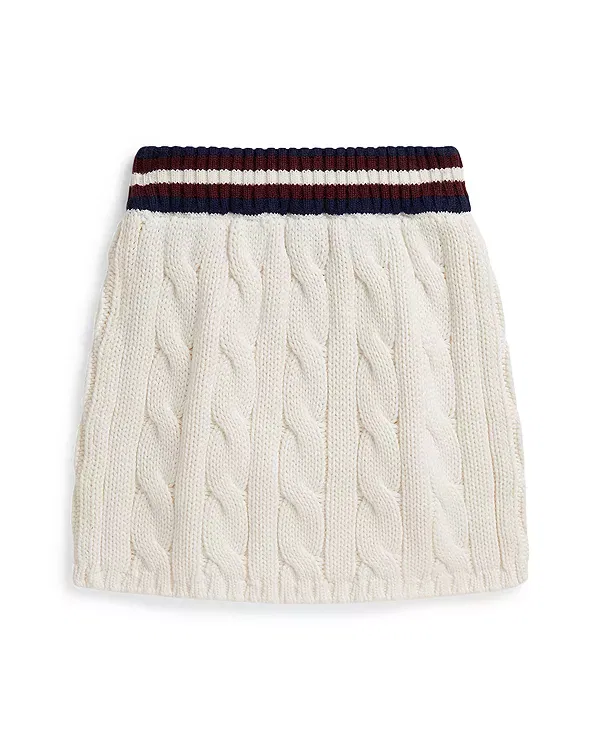 Детская юбка для девочек хлопковая Cable-Knit Cotton Skirt Ralph Lauren, White Multi — фото 2