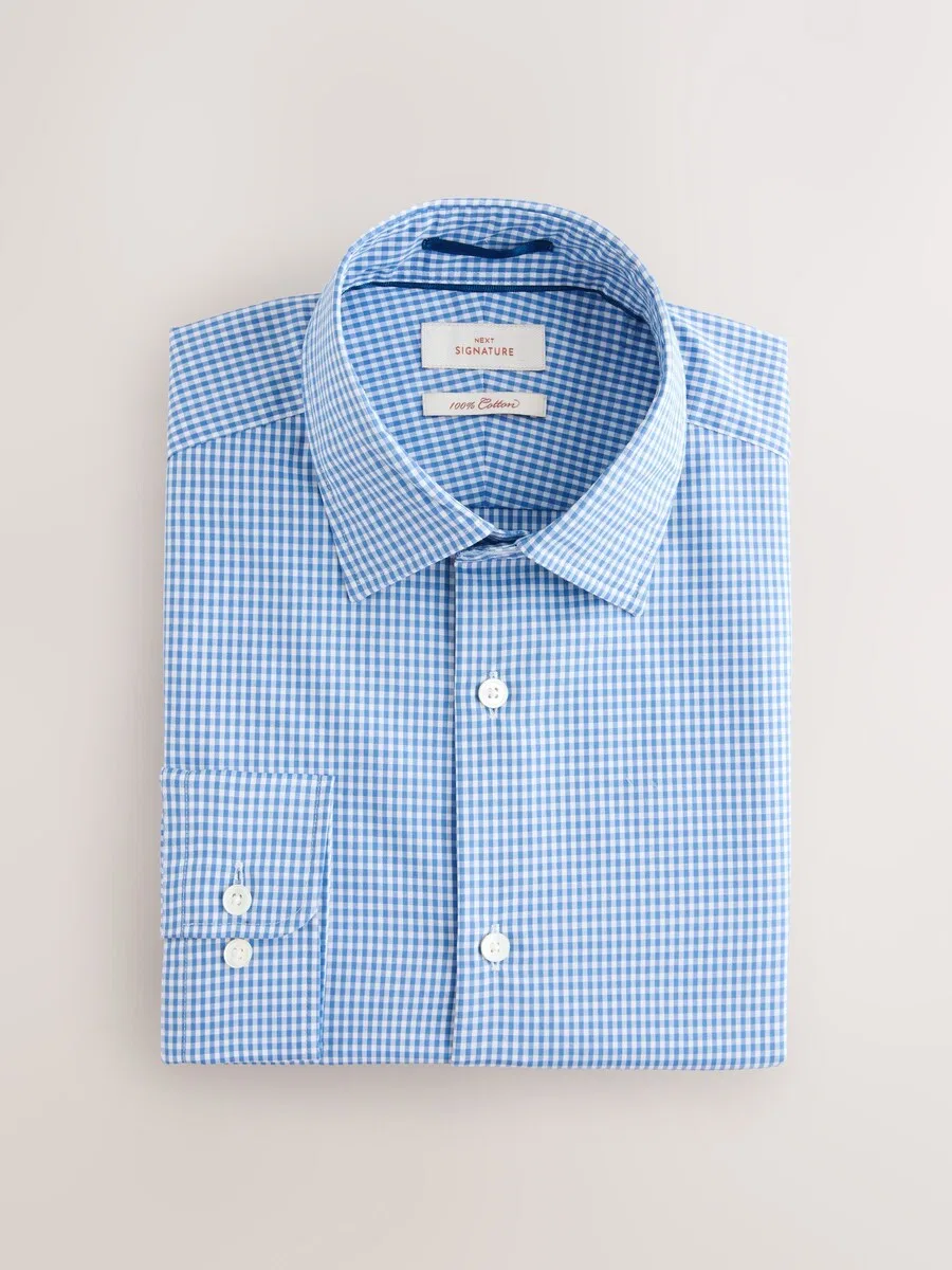Рубашка Next Regular fit Button Up Shirt 'Signature' светло-голубого цвета — фото 3