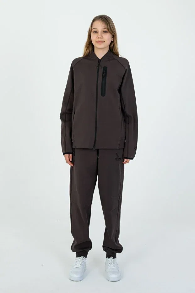 Детский спортивный костюм для девочек с принтом Basics Black One, Brown — фото 3