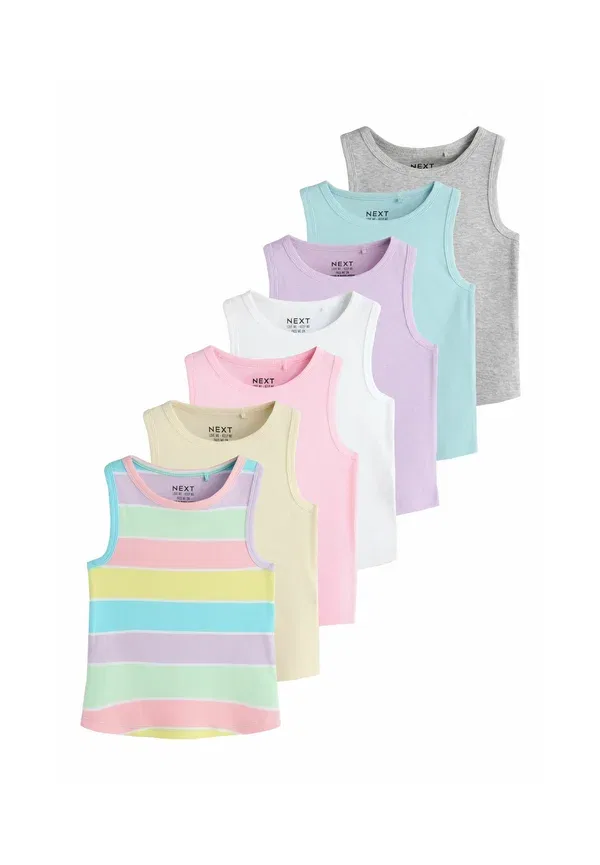 Футболки без рукавов 7 штук, хлопок, Regular fit - ribbed vests 7 pack, Next, Multi Pastel