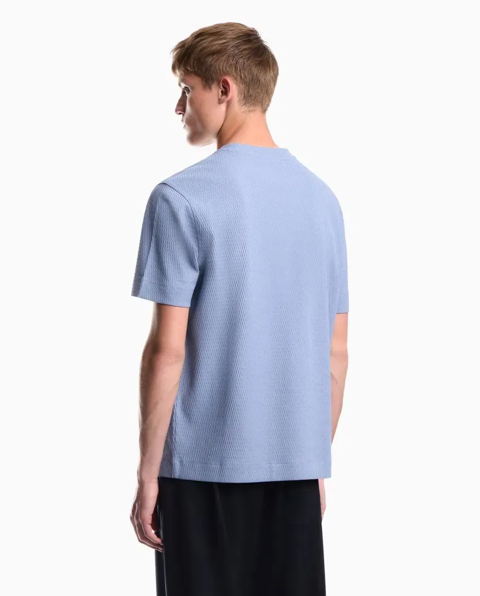 Мужская футболка с коротким рукавом из жаккарда Emporio Armani, Azul Claro — фото 2