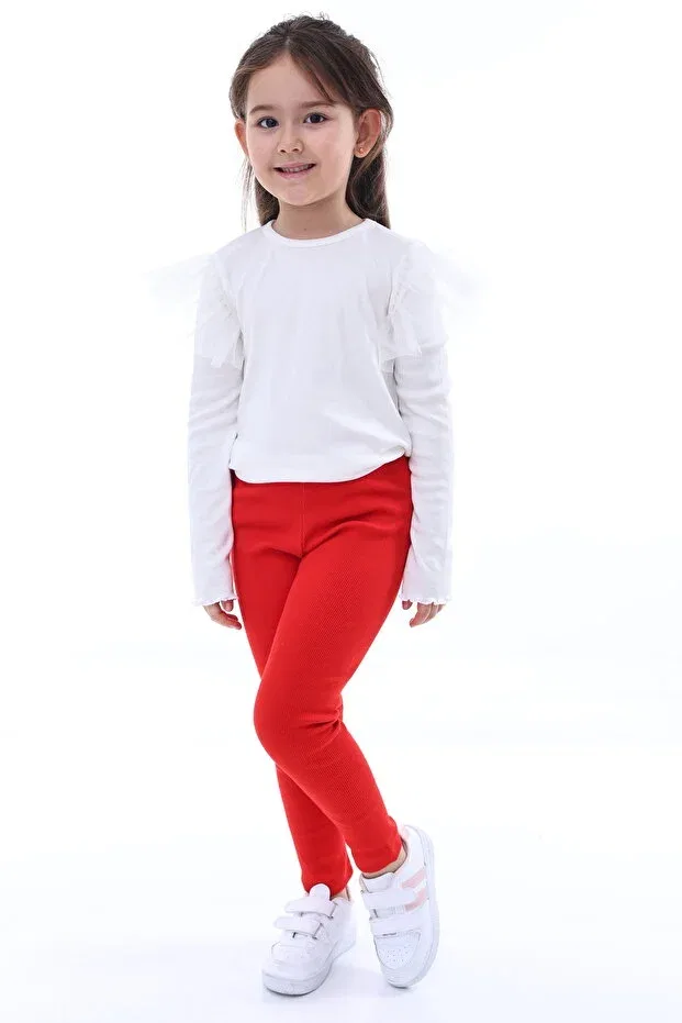 Детские леггинсы для девочек хлопковые Basics Kyex, Red — фото 2