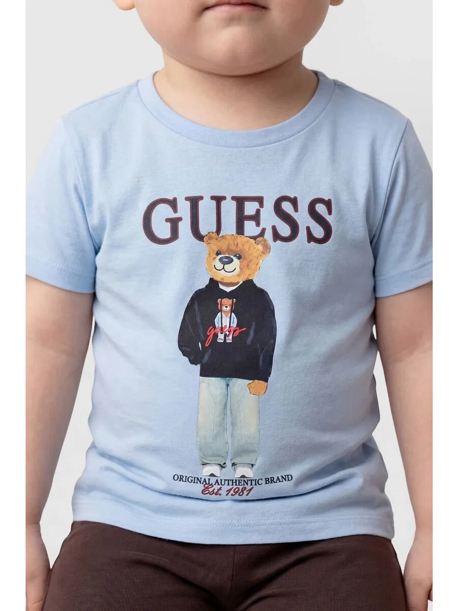 Рубашка GUESS стандартного кроя, цвета морской сине-голубой, небесно-голубой — фото 4