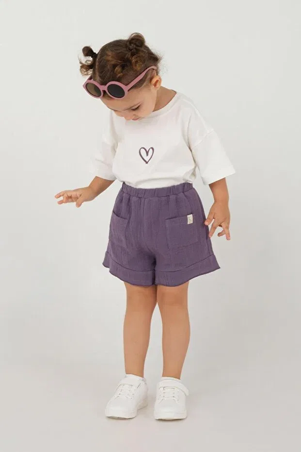 Детские шорты для девочек с оборками Mioma Kids, Purple