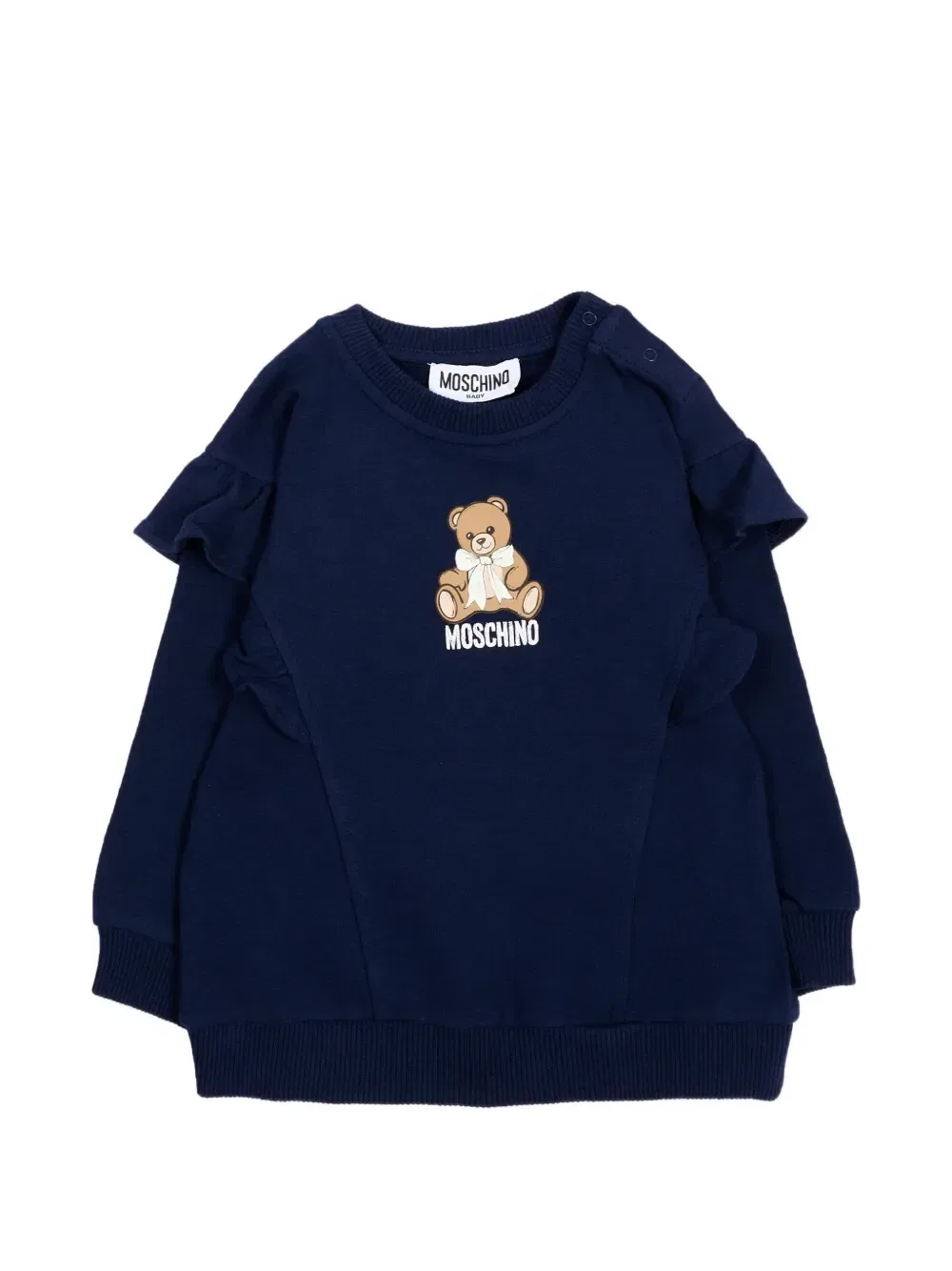 Худи из хлопка с оборками Moschino Kids, синий
