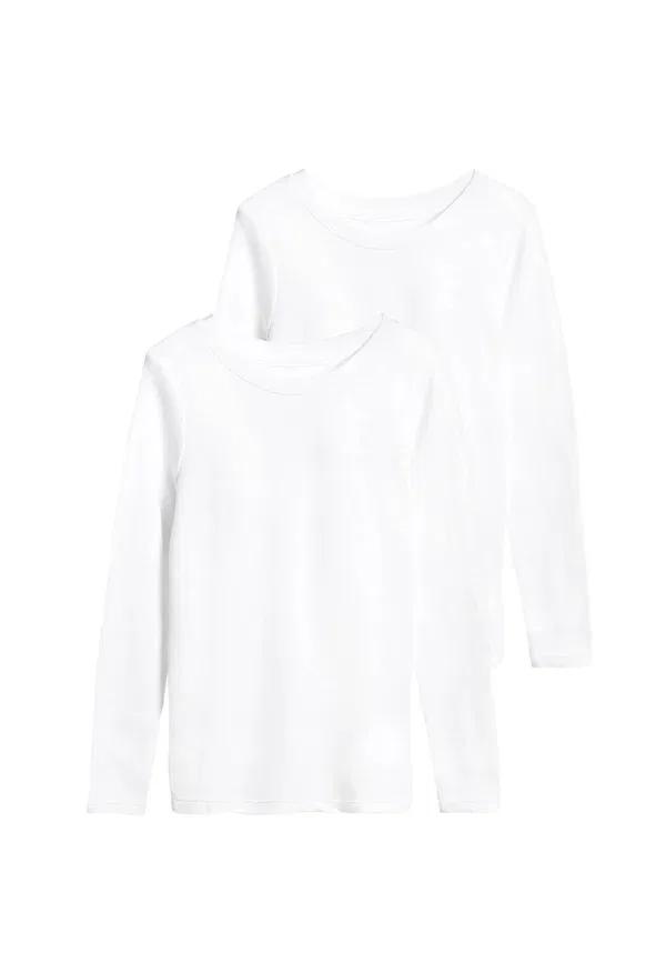 Комплект из 2 футболок с длинным рукавом, хлопок, Mark & Spencer, белый Marks & Spencer