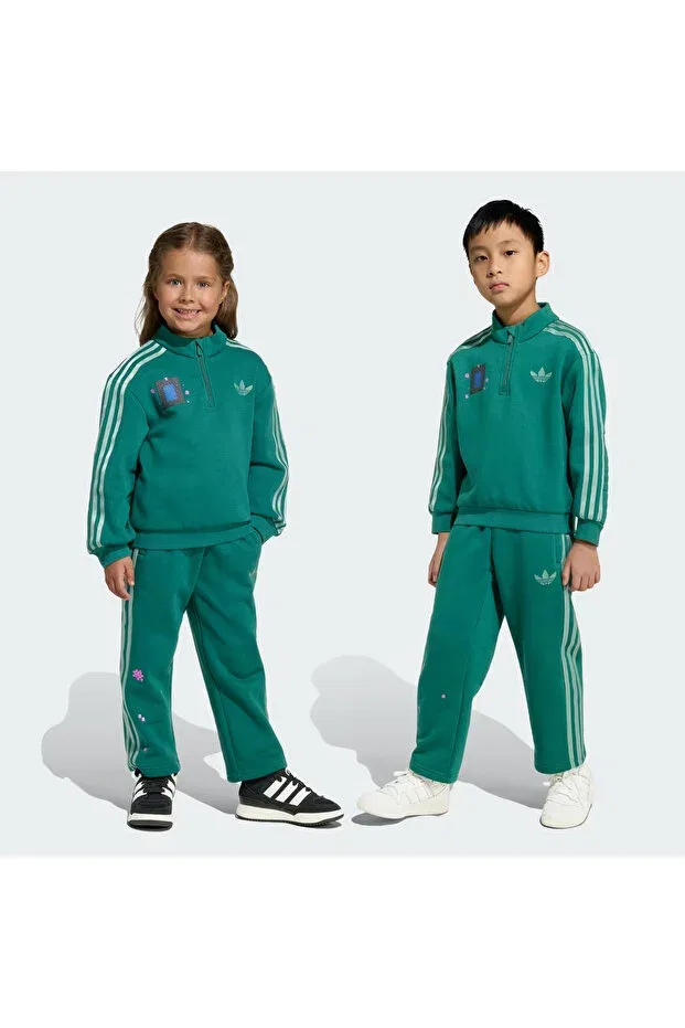 Детский спортивный комплект для девочек однотонный Minecraft Adidas, Green