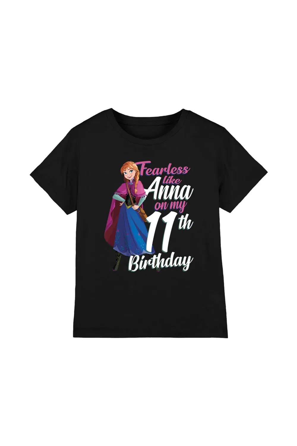 Детская футболка с принтом Fearless like anna 11th birthday Frozen, Black