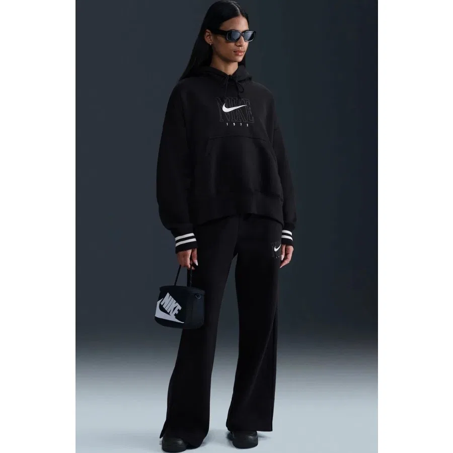 Женский свитшот с капюшоном Oversized Graphic Nike Phoenix Fleece, Черный — фото 4