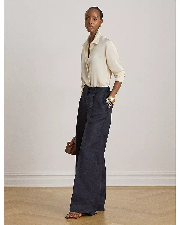 Женская блуза из шифона Classic fit georgette shirt Ralph Lauren, Winter Cream — фото 2