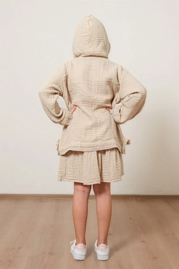 Детское худи для девочек из органческого хлопка Zeliha Baysan, Beige