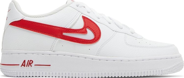 

Кроссовки Nike Air Force 1 GS 'Cut-Out Swoosh - White University Red', белый