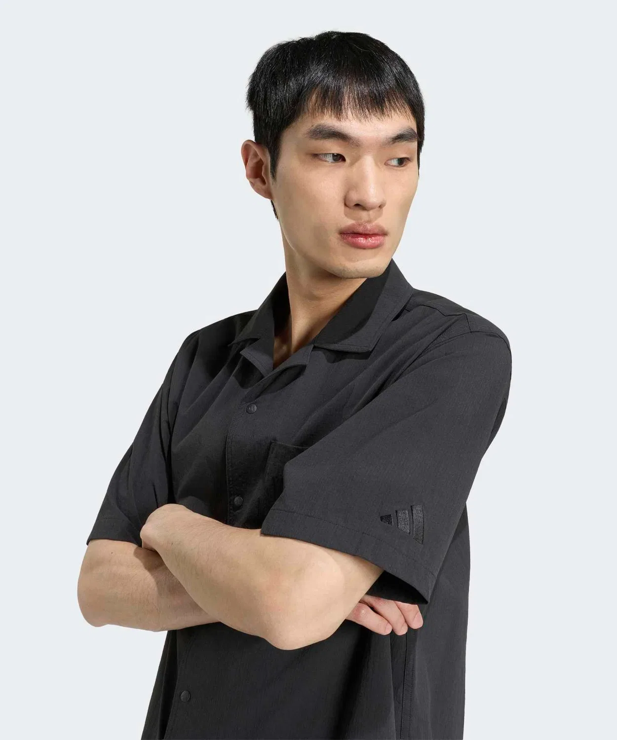 Мужская футболка с открытым низом Cool Feeling Loose Fit Open Collar Adidas, Black — фото 3