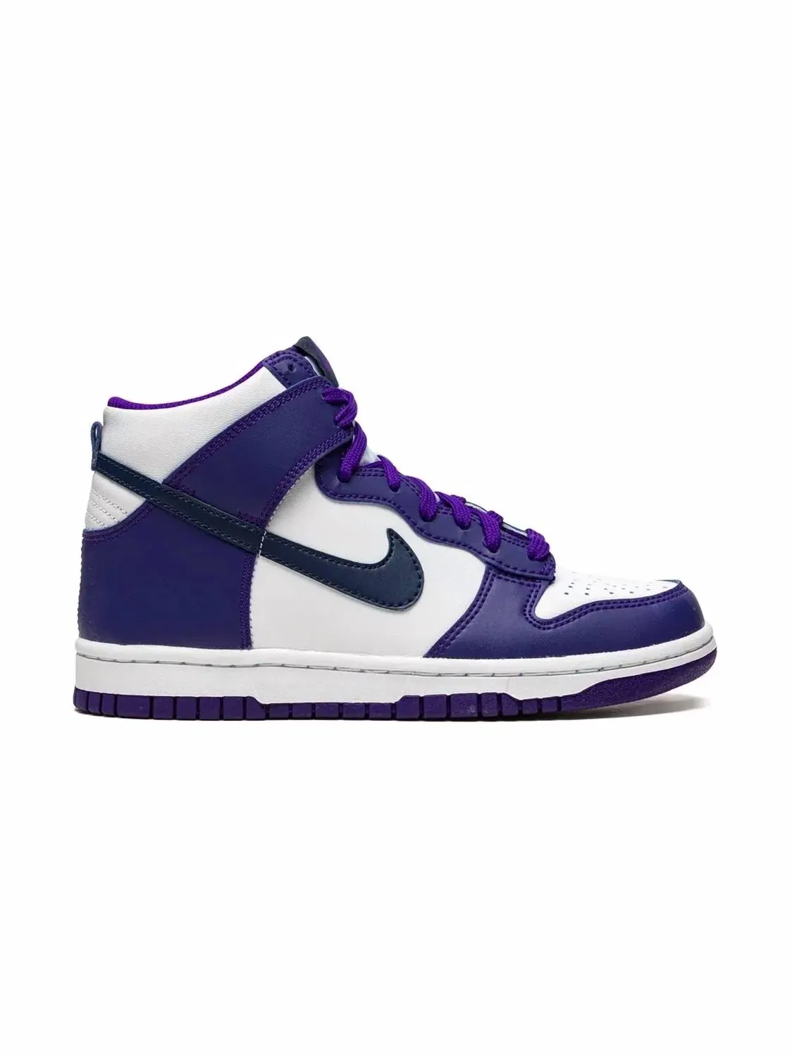 Детские кроссовки Dunk High из кожи Electro Purple Midnght Navy Nike