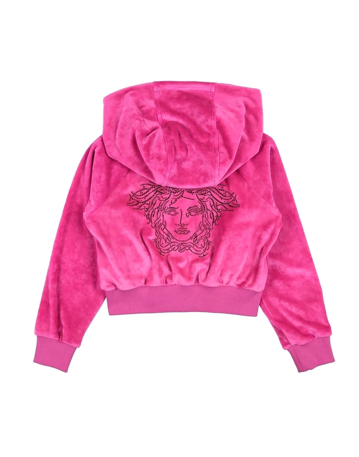 Свитшот из шинели с капюшоном на молнии Versace Young, фуксия — фото 2