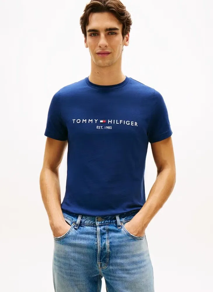 Футболка с вышивкой логотипа Tommy Hilfiger, темно-синий — фото 2