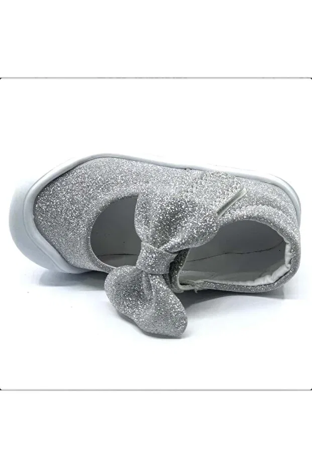 Детские балетки для девочек с бантом Darla-First step Cool, Silver — фото 3